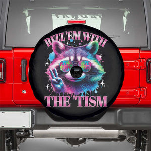 Funny Autism Awareness Racoon Spare Tire Cover Rizz Em With The Tism Meme Autistic TS11 Black Print Your Wear