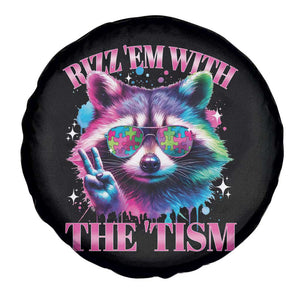 Funny Autism Awareness Racoon Spare Tire Cover Rizz Em With The Tism Meme Autistic TS11 Print Your Wear