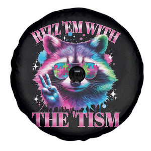 Funny Autism Awareness Racoon Spare Tire Cover Rizz Em With The Tism Meme Autistic TS11 Print Your Wear