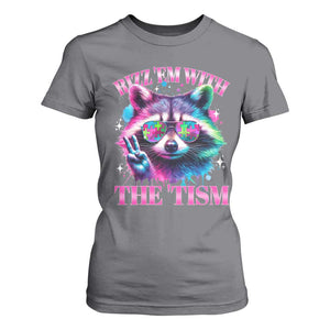 Funny Autism Awareness Racoon T Shirt For Women Rizz Em With The Tism Meme Autistic TS11 Charcoal Print Your Wear