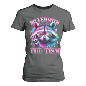 Funny Autism Awareness Racoon T Shirt For Women Rizz Em With The Tism Meme Autistic TS11 Dark Heather Print Your Wear