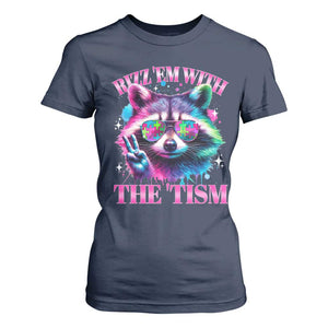 Funny Autism Awareness Racoon T Shirt For Women Rizz Em With The Tism Meme Autistic TS11 Navy Print Your Wear