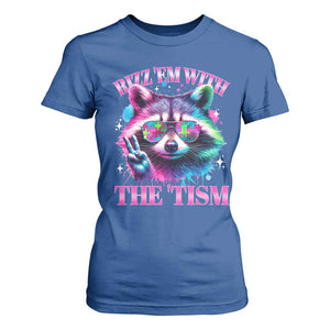 Funny Autism Awareness Racoon T Shirt For Women Rizz Em With The Tism Meme Autistic TS11 Royal Blue Print Your Wear
