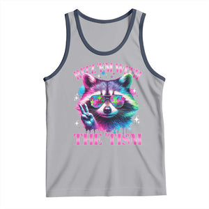Funny Autism Awareness Racoon Tank Top Rizz Em With The Tism Meme Autistic TS11 Athletic Heather Navy Print Your Wear