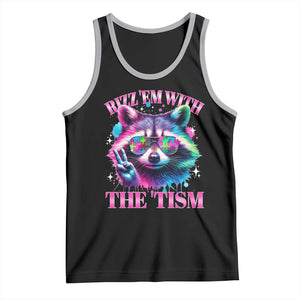 Funny Autism Awareness Racoon Tank Top Rizz Em With The Tism Meme Autistic TS11 Black Athletic Heather Print Your Wear