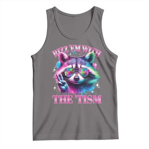 Funny Autism Awareness Racoon Tank Top Rizz Em With The Tism Meme Autistic TS11 Deep Heather Print Your Wear