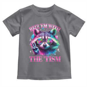 Funny Autism Awareness Racoon Toddler T Shirt Rizz Em With The Tism Meme Autistic TS11 Charcoal Print Your Wear