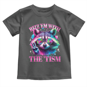 Funny Autism Awareness Racoon Toddler T Shirt Rizz Em With The Tism Meme Autistic TS11 Dark Heather Print Your Wear