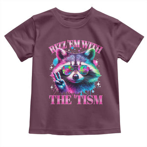 Funny Autism Awareness Racoon Toddler T Shirt Rizz Em With The Tism Meme Autistic TS11 Maroon Print Your Wear