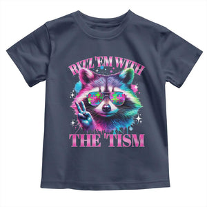Funny Autism Awareness Racoon Toddler T Shirt Rizz Em With The Tism Meme Autistic TS11 Navy Print Your Wear