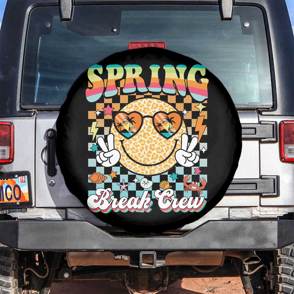 Funny Spring Break Crew Spare Tire Cover Spring Vacation Beach Family Matching TS11 No hole Black Print Your Wear
