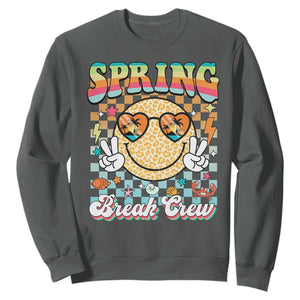 Funny Spring Break Crew Sweatshirt Spring Vacation Beach Family Matching TS11 Dark Heather Print Your Wear