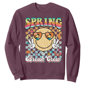 Funny Spring Break Crew Sweatshirt Spring Vacation Beach Family Matching TS11 Maroon Print Your Wear