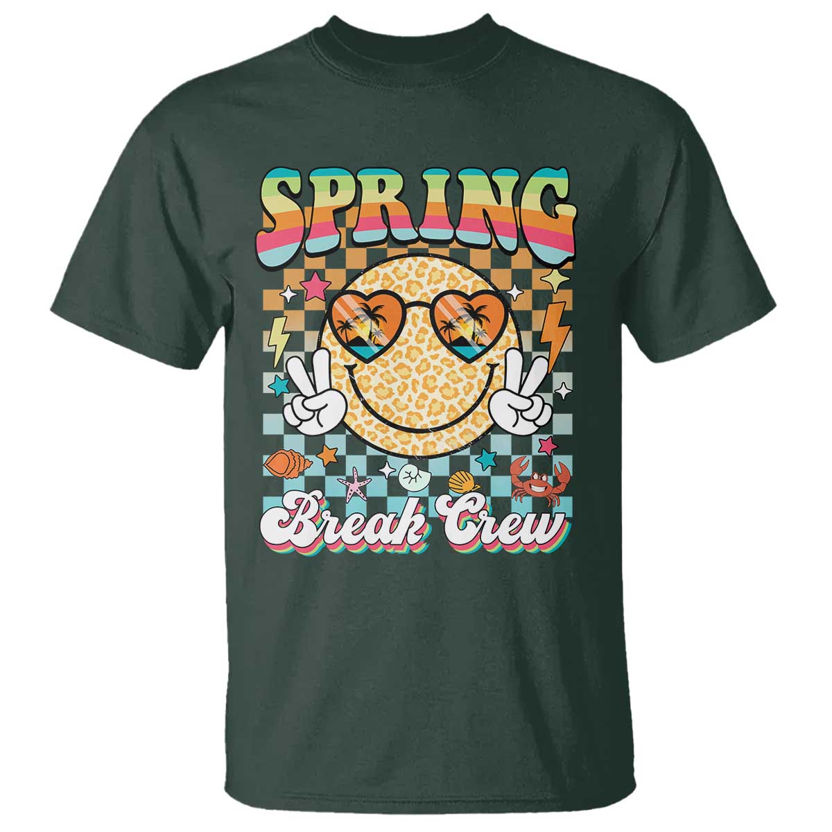 Funny Spring Break Crew T Shirt Spring Vacation Beach Family Matching TS11 Dark Forest Green Print Your Wear