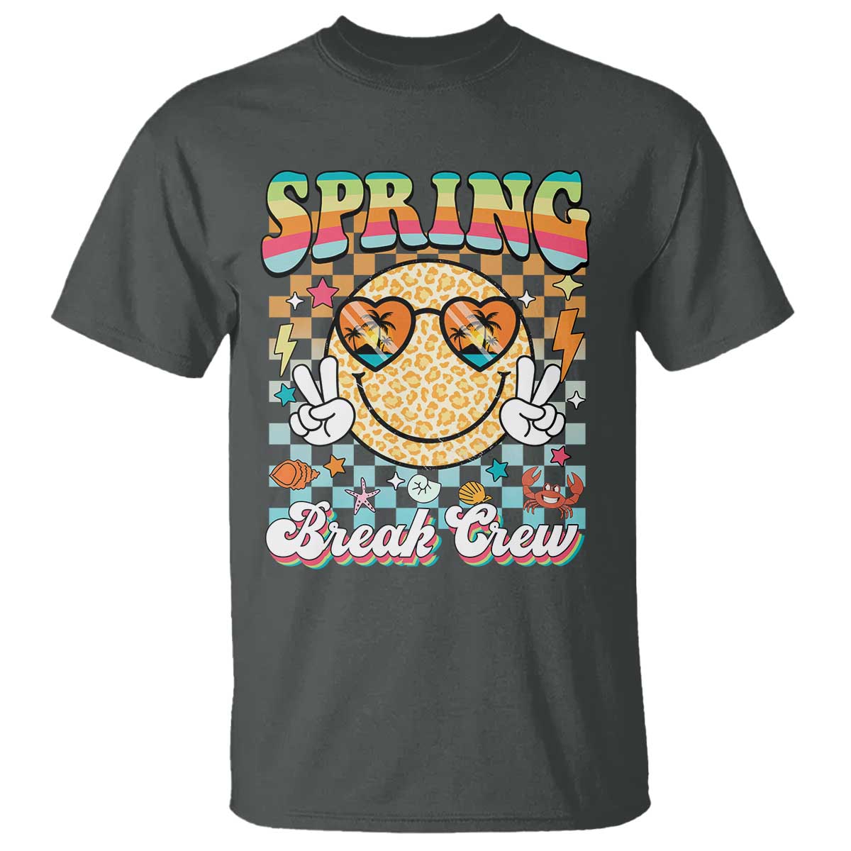 Funny Spring Break Crew T Shirt Spring Vacation Beach Family Matching TS11 Dark Heather Print Your Wear