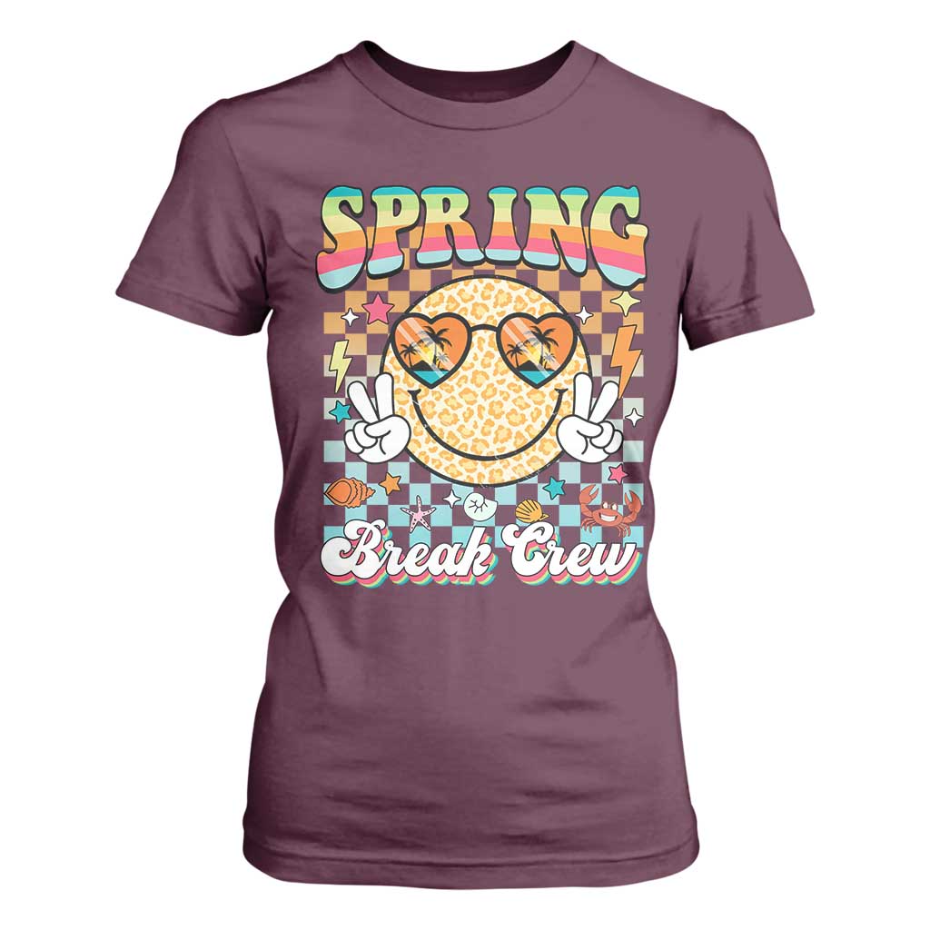Funny Spring Break Crew T Shirt For Women Spring Vacation Beach Family Matching TS11 Maroon Print Your Wear