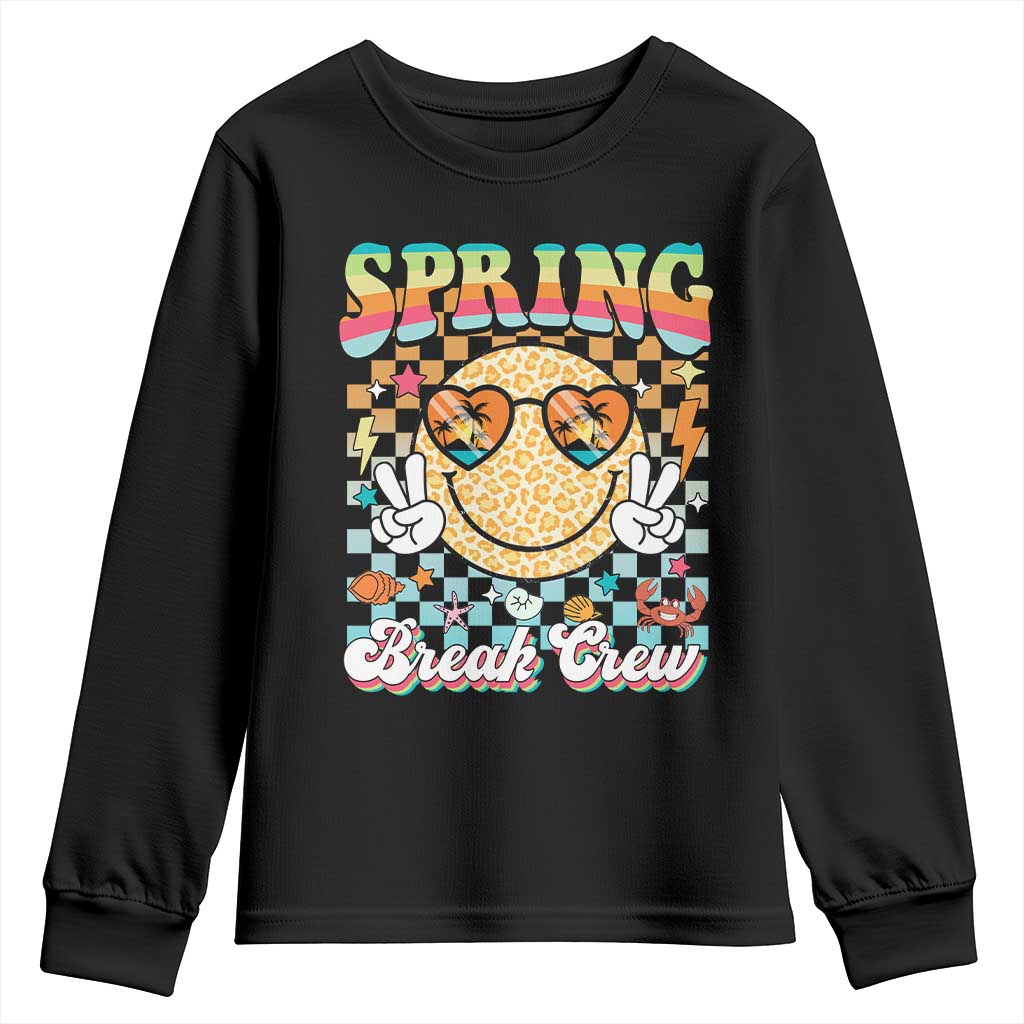 Funny Spring Break Crew Youth Sweatshirt Spring Vacation Beach Family Matching TS11 Black Print Your Wear