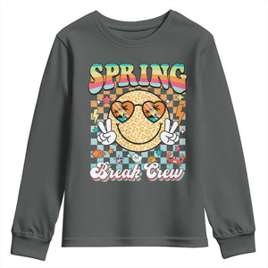 Funny Spring Break Crew Youth Sweatshirt Spring Vacation Beach Family Matching TS11 Dark Heather Print Your Wear