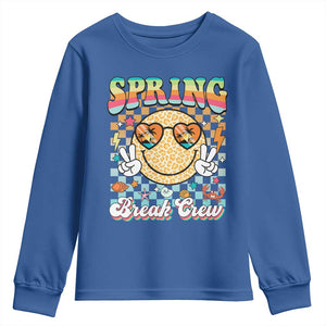 Funny Spring Break Crew Youth Sweatshirt Spring Vacation Beach Family Matching TS11 Royal Blue Print Your Wear