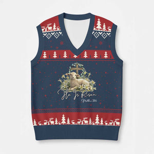 He Is Risen V-Neck Knit Sweater Vest Christian Religious Easter Day Bible Verse Sheep TS11 Navy Red Print Your Wear