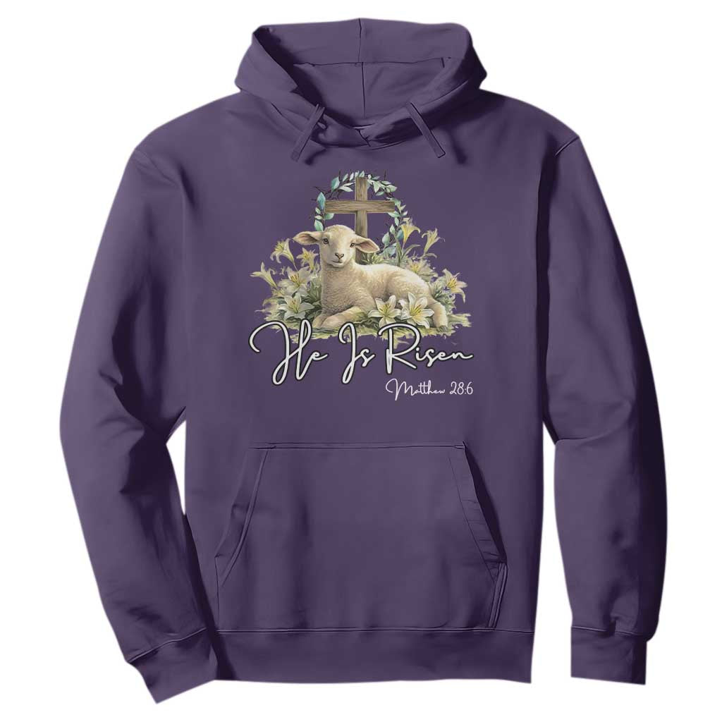 He Is Risen Hoodie Christian Religious Easter Day Bible Verse Sheep TS11 Purple Print Your Wear
