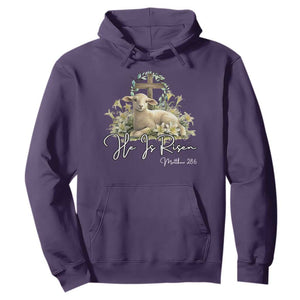 He Is Risen Hoodie Christian Religious Easter Day Bible Verse Sheep TS11 Purple Print Your Wear