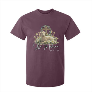 He Is Risen T Shirt For Kid Christian Religious Easter Day Bible Verse Sheep TS11 Maroon Print Your Wear