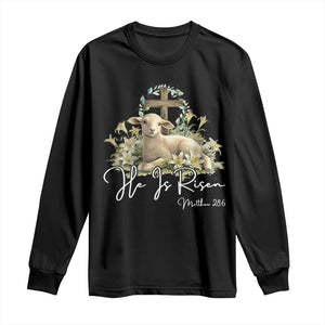 He Is Risen Long Sleeve Shirt Christian Religious Easter Day Bible Verse Sheep TS11 Black Print Your Wear