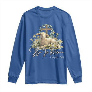 He Is Risen Long Sleeve Shirt Christian Religious Easter Day Bible Verse Sheep TS11 Royal Blue Print Your Wear
