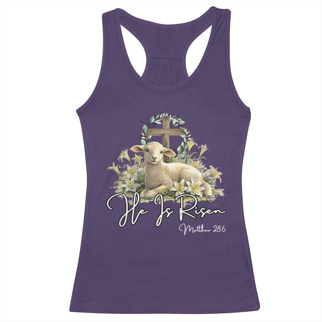 He Is Risen Racerback Tank Top Christian Religious Easter Day Bible Verse Sheep TS11 Purple Print Your Wear