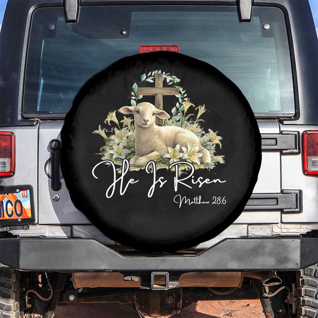 He Is Risen Spare Tire Cover Christian Religious Easter Day Bible Verse Sheep TS11 No hole Black Print Your Wear