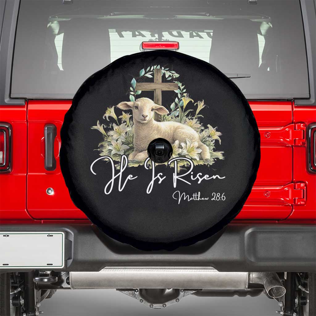 He Is Risen Spare Tire Cover Christian Religious Easter Day Bible Verse Sheep TS11 Black Print Your Wear