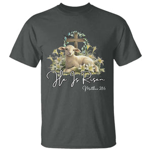 He Is Risen T Shirt Christian Religious Easter Day Bible Verse Sheep TS11 Dark Heather Print Your Wear