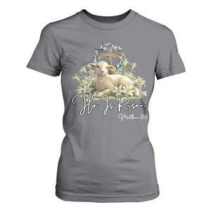 He Is Risen T Shirt For Women Christian Religious Easter Day Bible Verse Sheep TS11 Charcoal Print Your Wear