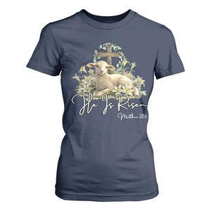 He Is Risen T Shirt For Women Christian Religious Easter Day Bible Verse Sheep TS11 Navy Print Your Wear