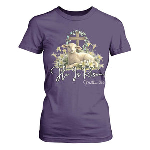 He Is Risen T Shirt For Women Christian Religious Easter Day Bible Verse Sheep TS11 Purple Print Your Wear