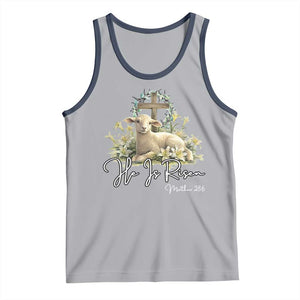 He Is Risen Tank Top Christian Religious Easter Day Bible Verse Sheep TS11 Athletic Heather Navy Print Your Wear