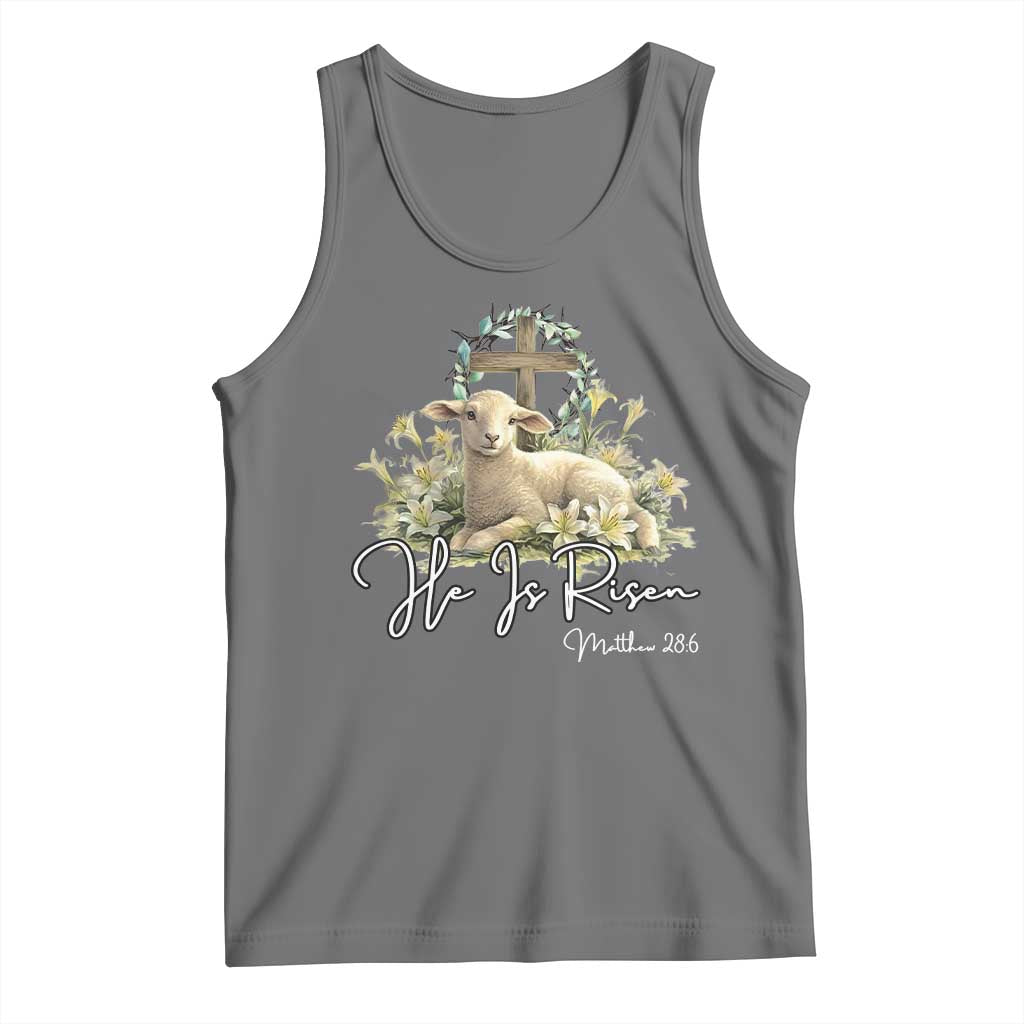 He Is Risen Tank Top Christian Religious Easter Day Bible Verse Sheep TS11 Black Heather Print Your Wear