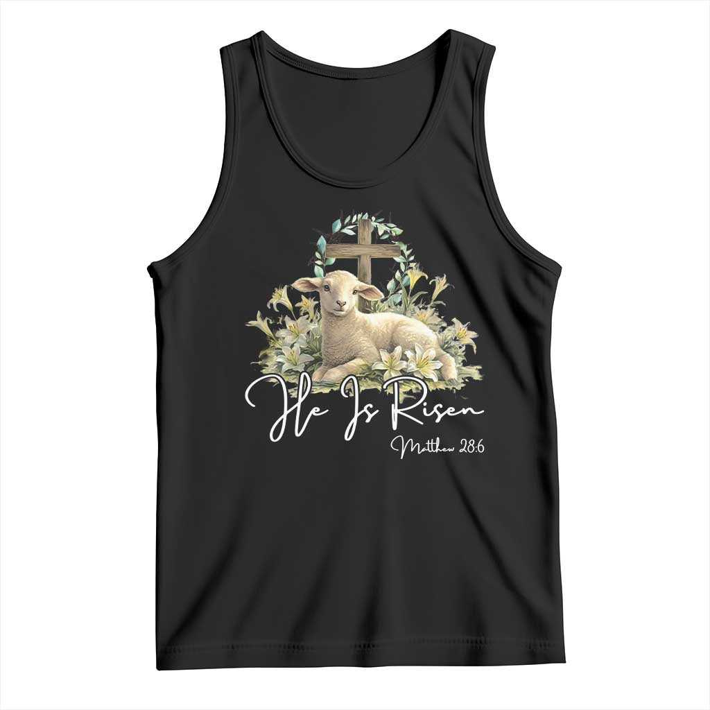 He Is Risen Tank Top Christian Religious Easter Day Bible Verse Sheep TS11 Black Print Your Wear