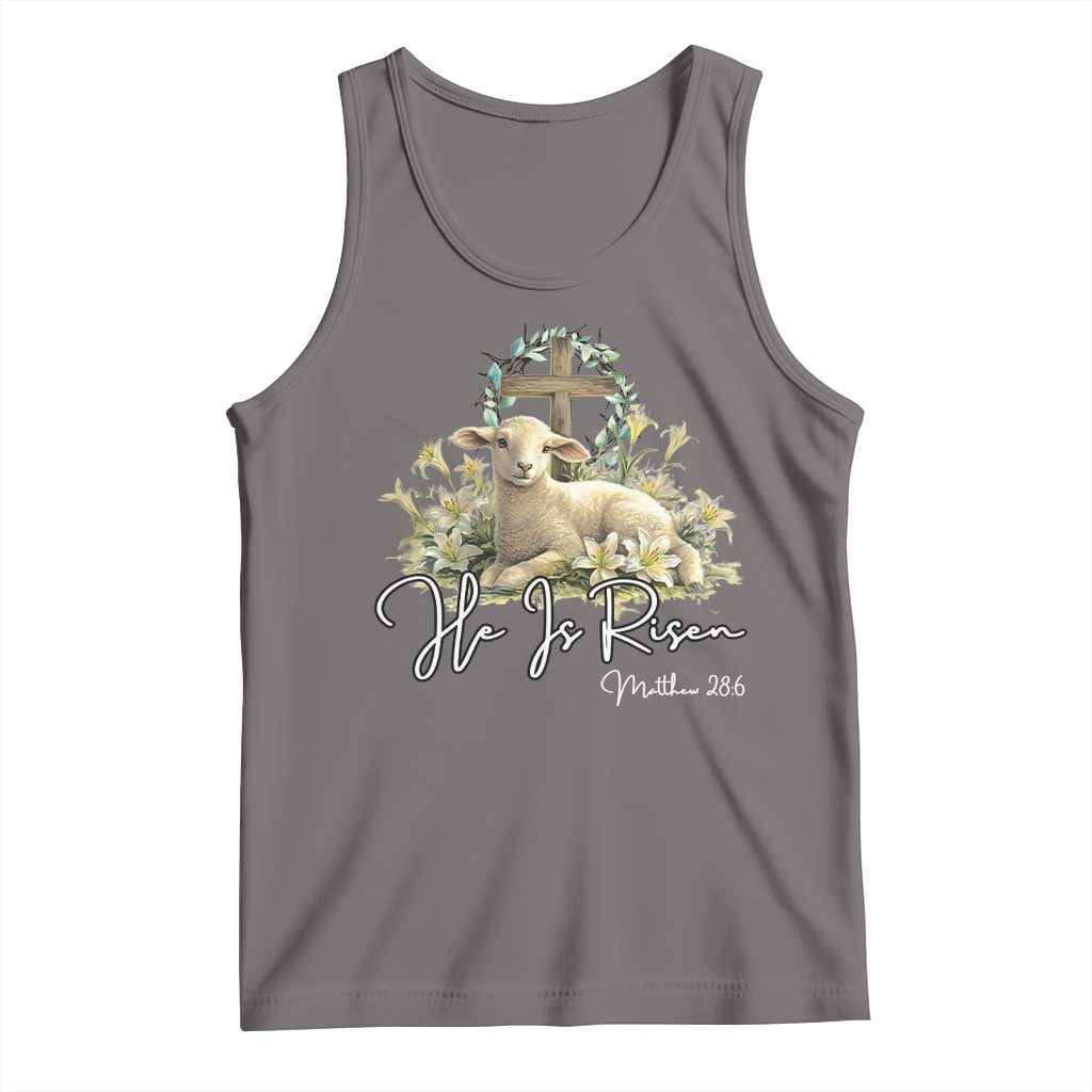 He Is Risen Tank Top Christian Religious Easter Day Bible Verse Sheep TS11 Deep Heather Print Your Wear