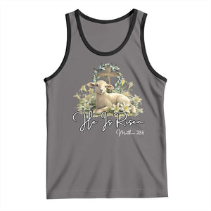 He Is Risen Tank Top Christian Religious Easter Day Bible Verse Sheep TS11 Deep Heather Black Print Your Wear