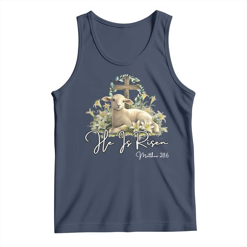 He Is Risen Tank Top Christian Religious Easter Day Bible Verse Sheep TS11 Navy Print Your Wear