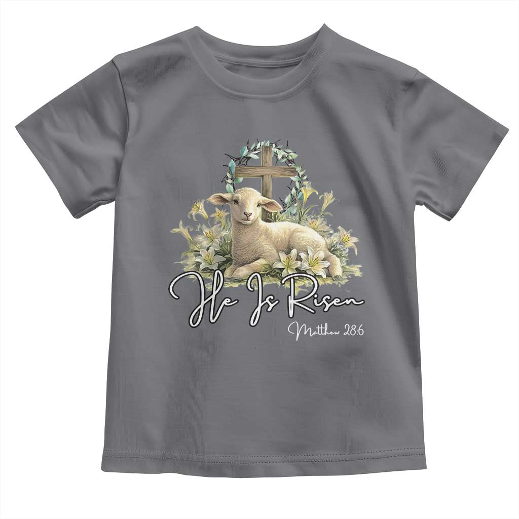 He Is Risen Toddler T Shirt Christian Religious Easter Day Bible Verse Sheep TS11 Charcoal Print Your Wear