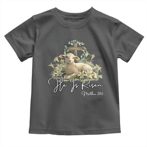He Is Risen Toddler T Shirt Christian Religious Easter Day Bible Verse Sheep TS11 Dark Heather Print Your Wear