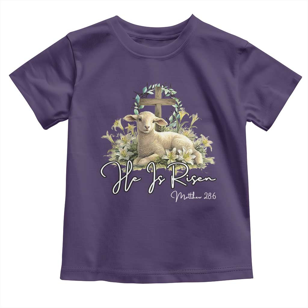 He Is Risen Toddler T Shirt Christian Religious Easter Day Bible Verse Sheep TS11 Purple Print Your Wear