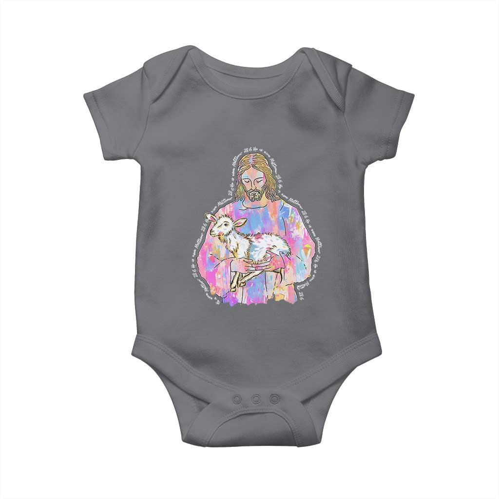 He Is Risen Baby Onesie Christian Religious Easter Day Bible Verse Sheep Glitter Print TS11 Charcoal Print Your Wear