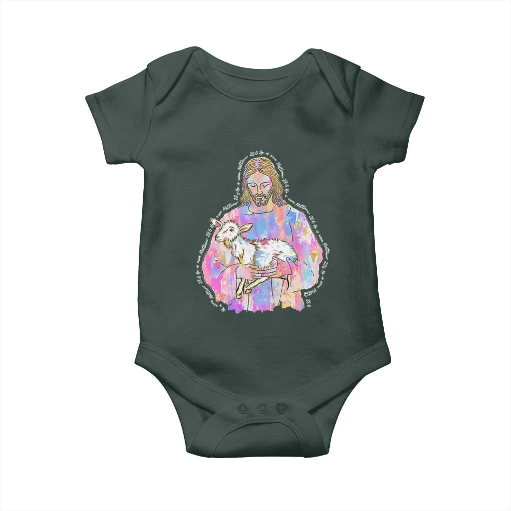 He Is Risen Baby Onesie Christian Religious Easter Day Bible Verse Sheep Glitter Print TS11 Print Your Wear
