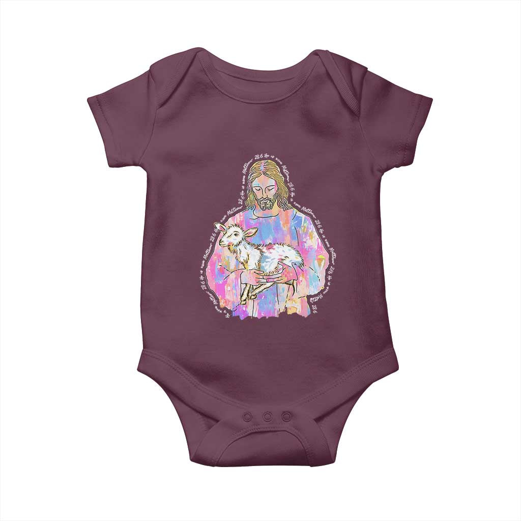 He Is Risen Baby Onesie Christian Religious Easter Day Bible Verse Sheep Glitter Print TS11 Maroon Print Your Wear