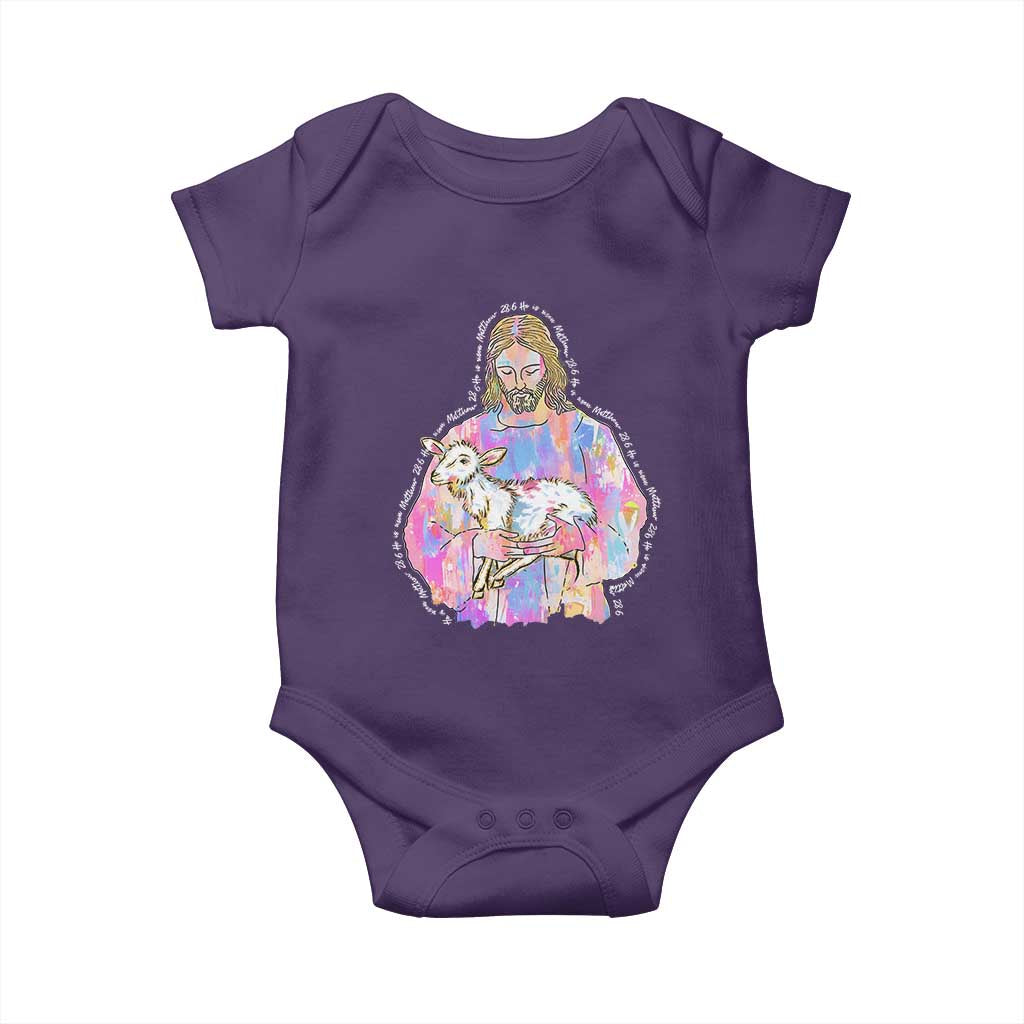 He Is Risen Baby Onesie Christian Religious Easter Day Bible Verse Sheep Glitter Print TS11 Purple Print Your Wear