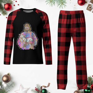 He Is Risen Plaid Pajama Set Christian Religious Easter Day Bible Verse Sheep Glitter Print TS11 Buffalo Plaid Print Your Wear